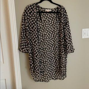 black floral sheer kimono